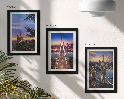 Trittico incorniciato Panorami della città con ponti e tramonti