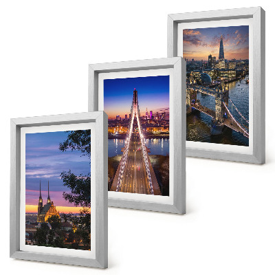 Trittico incorniciato Panorami della città con ponti e tramonti