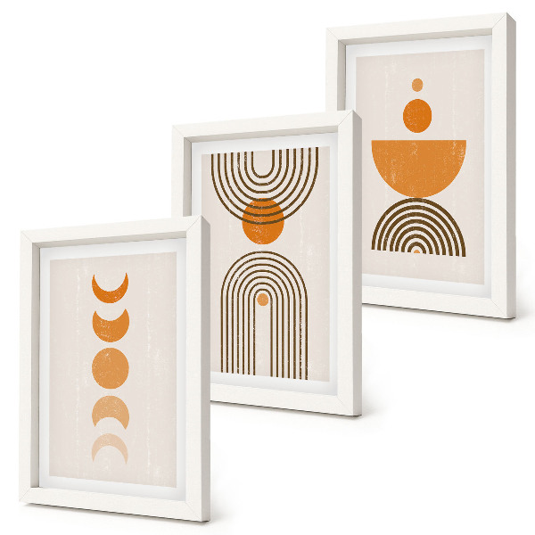 Composizione di 3 quadri Design decorativo minimalista in stile bohémien