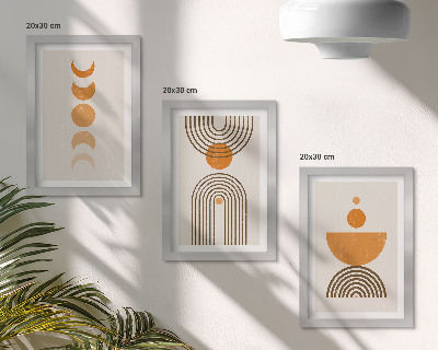 Composizione di 3 quadri Design decorativo minimalista in stile bohémien