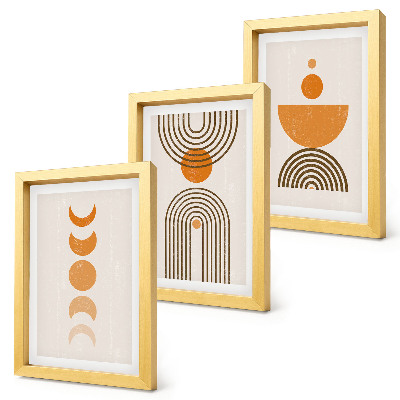 Composizione di 3 quadri Design decorativo minimalista in stile bohémien