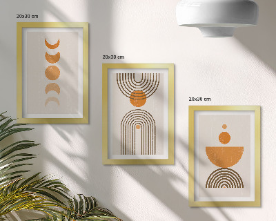 Composizione di 3 quadri Design decorativo minimalista in stile bohémien
