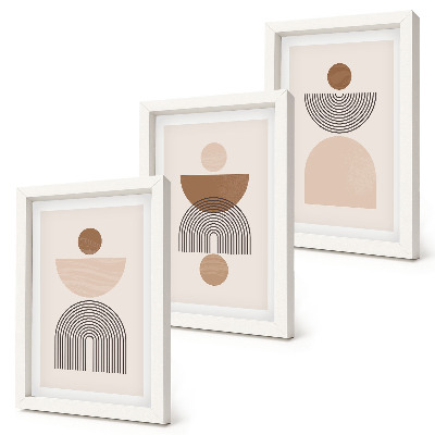 Trittico incorniciato Forme astratte nelle tonalità del marrone e del beige