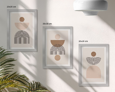 Trittico incorniciato Forme astratte nelle tonalità del marrone e del beige