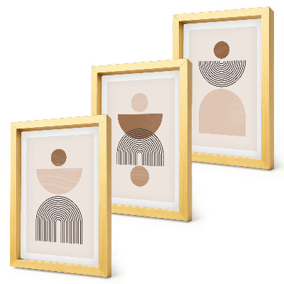 Trittico incorniciato Forme astratte nelle tonalità del marrone e del beige