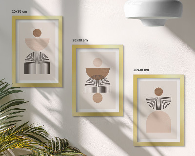 Trittico incorniciato Forme astratte nelle tonalità del marrone e del beige