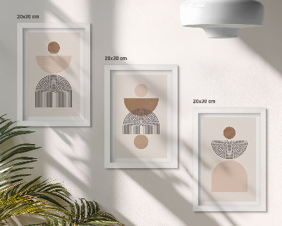 Trittico incorniciato Forme astratte nelle tonalità del marrone e del beige