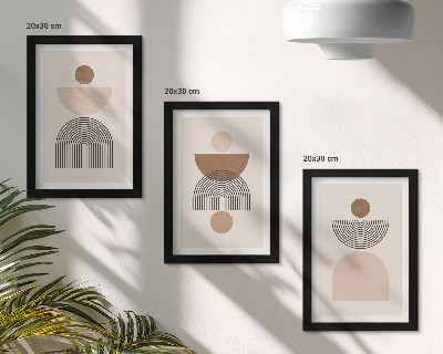 Trittico incorniciato Forme astratte nelle tonalità del marrone e del beige
