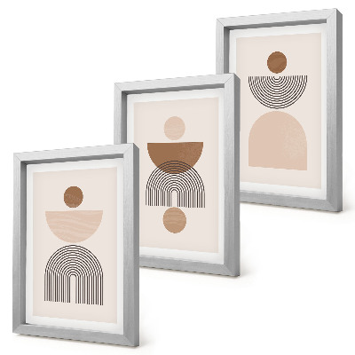 Trittico incorniciato Forme astratte nelle tonalità del marrone e del beige