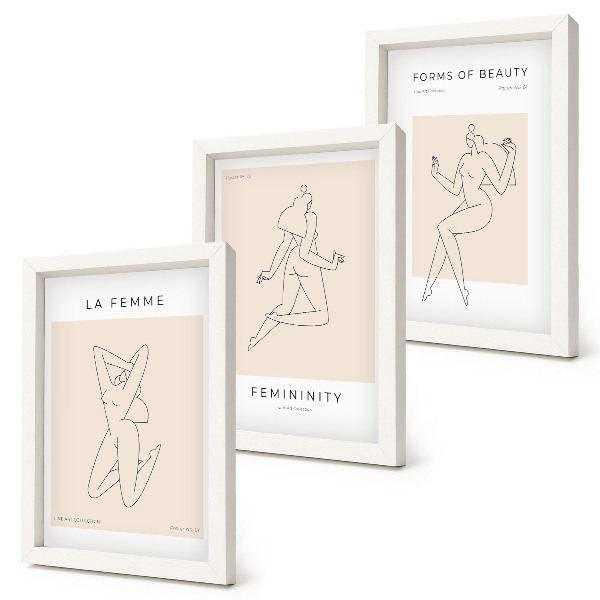 Composizione di 3 quadri Sagome lineari di donne in poster minimalisti