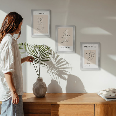 Composizione di 3 quadri Sagome lineari di donne in poster minimalisti