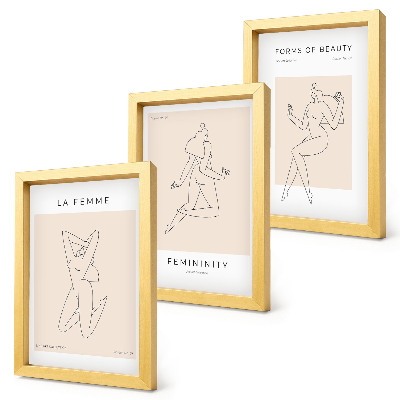 Composizione di 3 quadri Sagome lineari di donne in poster minimalisti