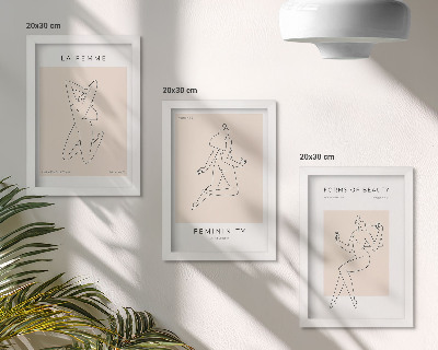 Composizione di 3 quadri Sagome lineari di donne in poster minimalisti