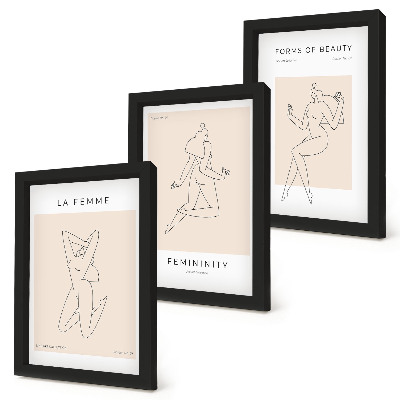 Composizione di 3 quadri Sagome lineari di donne in poster minimalisti
