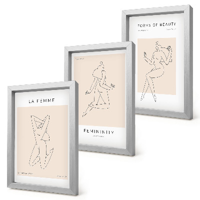 Composizione di 3 quadri Sagome lineari di donne in poster minimalisti
