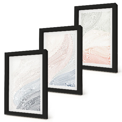 Trittico incorniciato Dipinto astratto di onde su cartone con colori pastello.