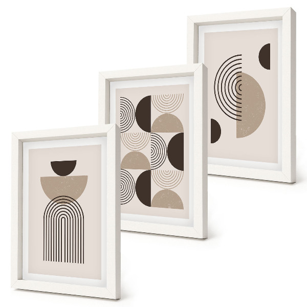 Composizione di 3 quadri Modelli geometrici astratti, minimalismo