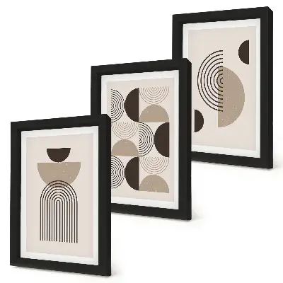 Composizione di 3 quadri con modelli geometrici astratti in stile minimalista