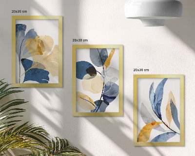 Composizione di 3 quadri Motivi vegetali in stile acquerello