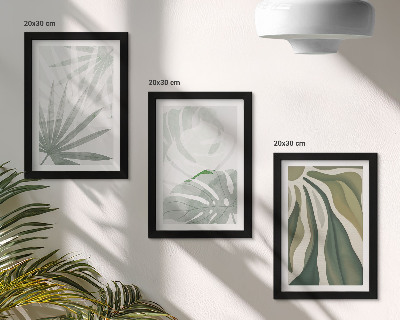 Trittico incorniciato Foglie della pianta nelle tonalità del verde e del grigio