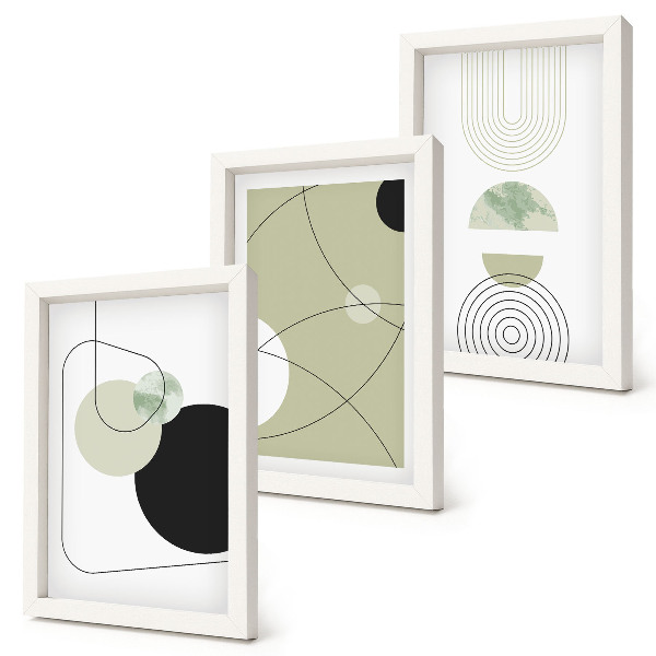 Composizione di 3 quadri Forme astratte in colori tenui