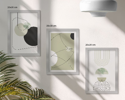 Composizione di 3 quadri Forme astratte in colori tenui