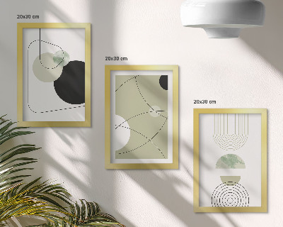 Composizione di 3 quadri Forme astratte in colori tenui