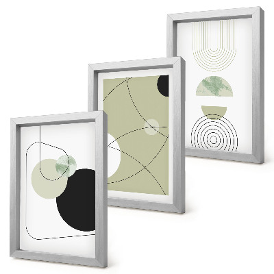 Composizione di 3 quadri Forme astratte in colori tenui