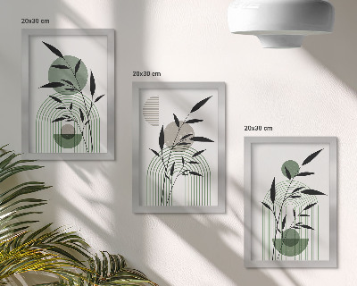 Composizione di 3 quadri Composizioni astratte di piante, stile boho