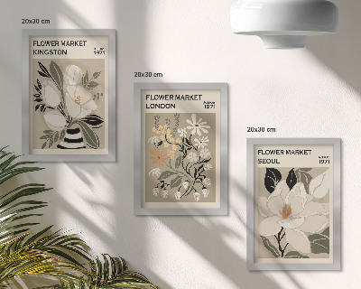 Trittico incorniciato Fiori retrò provenienti da diverse città del mondo.