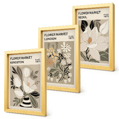 Trittico incorniciato Fiori retrò provenienti da diverse città del mondo.