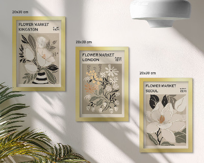 Trittico incorniciato Fiori retrò provenienti da diverse città del mondo.
