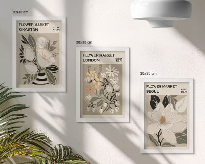 Trittico incorniciato Fiori retrò provenienti da diverse città del mondo.