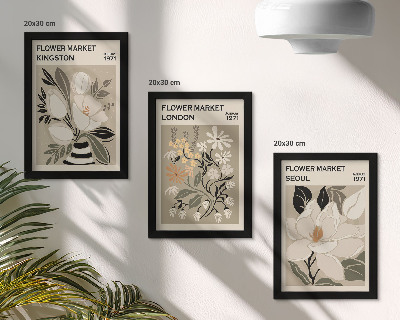 Trittico incorniciato Fiori retrò provenienti da diverse città del mondo.