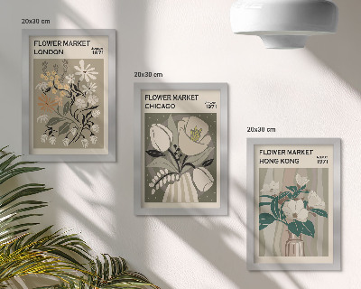 Trittico incorniciato Mercati dei fiori a Londra, Chicago e Hong Kong
