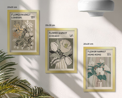 Trittico incorniciato Mercati dei fiori a Londra, Chicago e Hong Kong