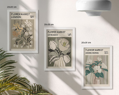 Trittico incorniciato Mercati dei fiori a Londra, Chicago e Hong Kong