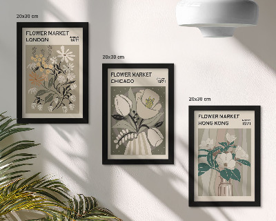 Trittico incorniciato Mercati dei fiori a Londra, Chicago e Hong Kong