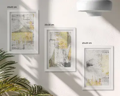 Trittico di quadri con motivi astratti minimalisti e alla moda