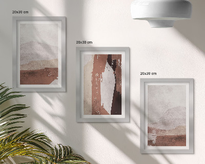 Trittico incorniciato Motivi astratti nelle tonalità del marrone e del beige