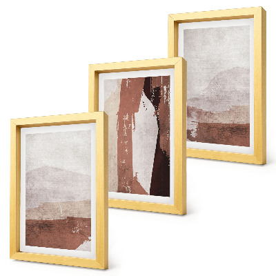 Trittico incorniciato Motivi astratti nelle tonalità del marrone e del beige