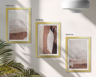Trittico incorniciato Motivi astratti nelle tonalità del marrone e del beige