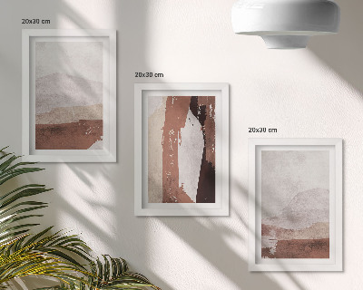 Trittico incorniciato Motivi astratti nelle tonalità del marrone e del beige