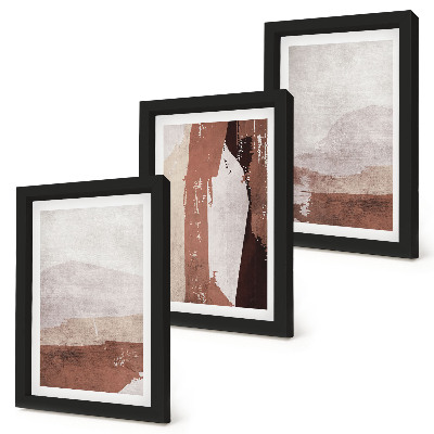 Trittico incorniciato Motivi astratti nelle tonalità del marrone e del beige