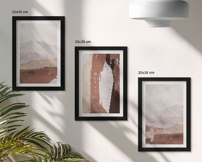Trittico incorniciato Motivi astratti nelle tonalità del marrone e del beige