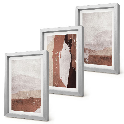 Trittico incorniciato Motivi astratti nelle tonalità del marrone e del beige