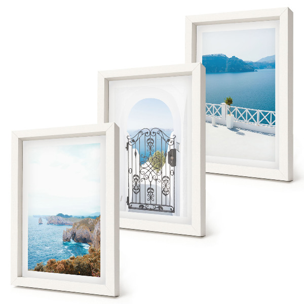Trittico incorniciato Vista mare con architettura greca