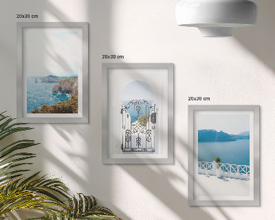 Trittico incorniciato Vista mare con architettura greca
