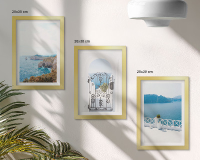 Trittico incorniciato Vista mare con architettura greca
