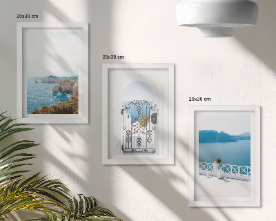 Trittico incorniciato Vista mare con architettura greca